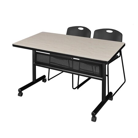 Kobe Rectangle FlipTop Table, 48" W, 29" H, Laminate Top, Maple MKFTM4830PL44BK